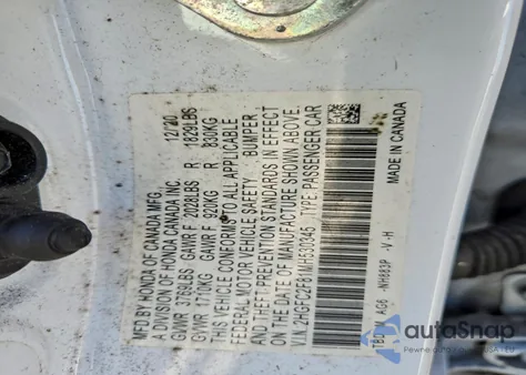 2021 Honda Civic Sport from USA, damaged, VIN 2HGFC2F81MH530345